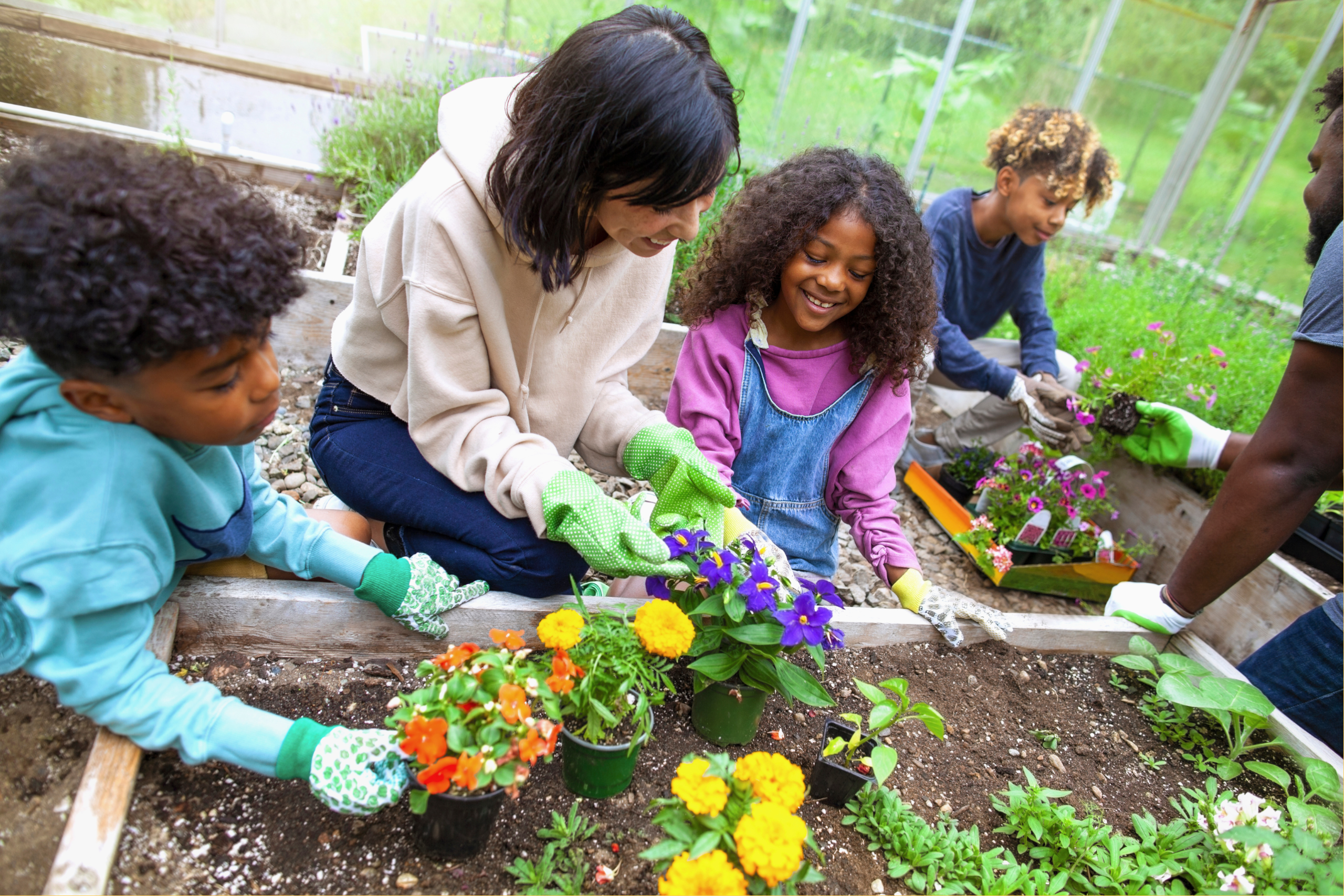 children in garden
